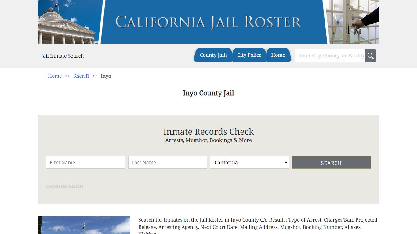 Inyo County Jail - Jail Roster Search