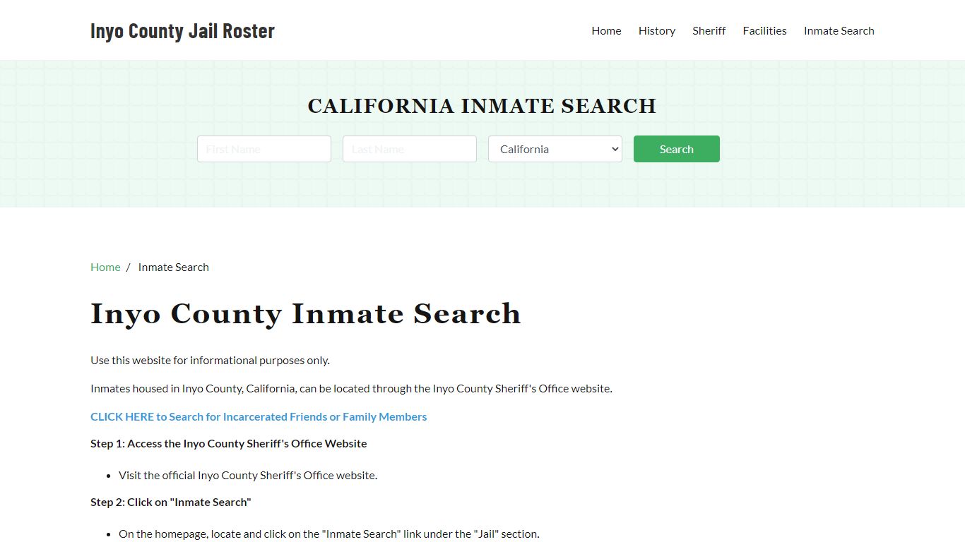 Inyo County, CA Detainee Lookup